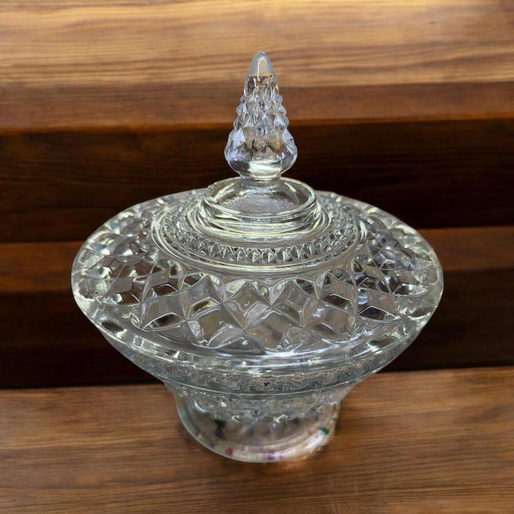 Anchor Hocking Wexford Glass Candy Dish Compote Footed Bowl WITH LID